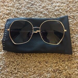 Quay Australia Hexagonal Gold Frame Sunglasses